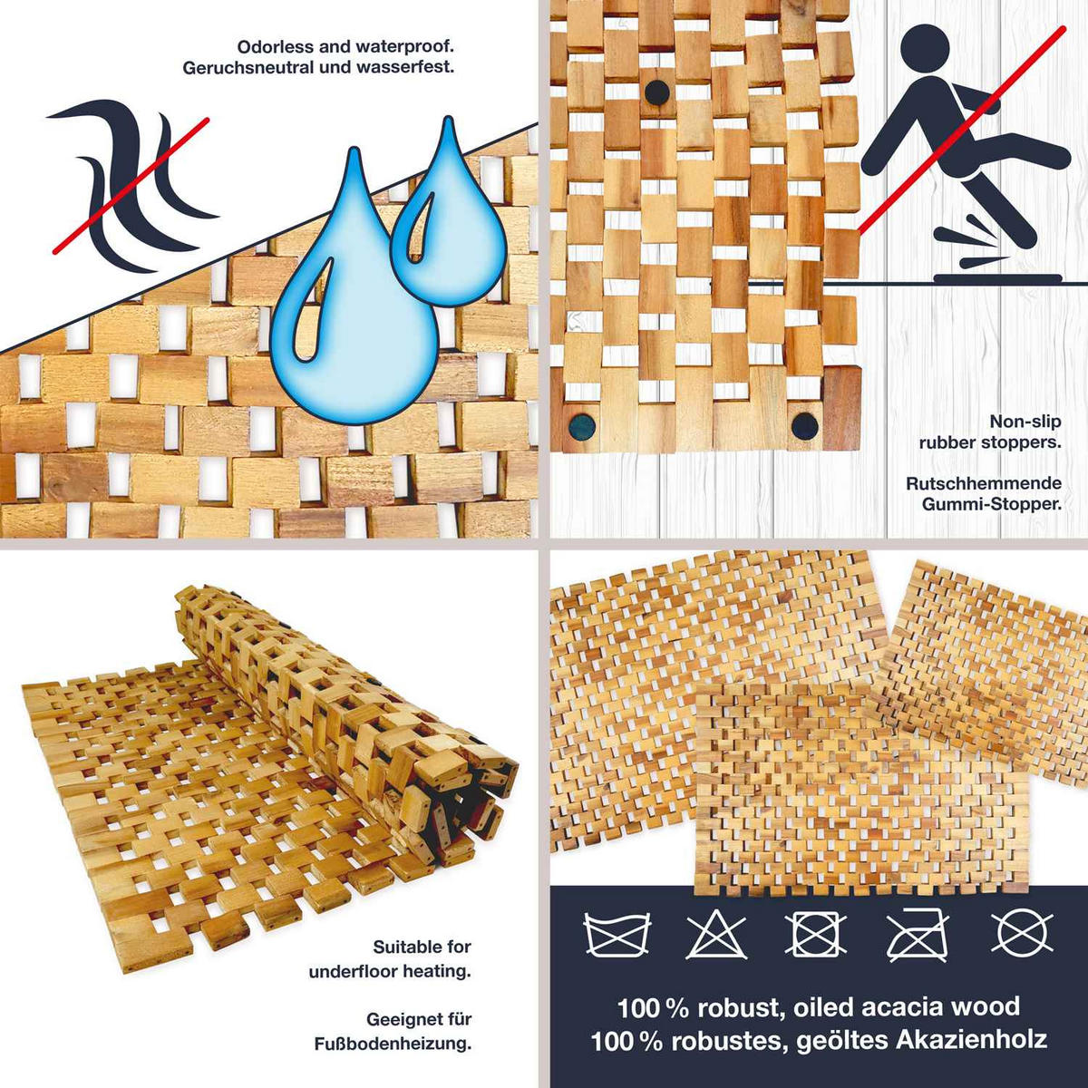 BADEMATTE AKAZIENHOLZ Duschvorleger - Naturfarben, Naturmaterialien (50/80cm) - WohnDirect