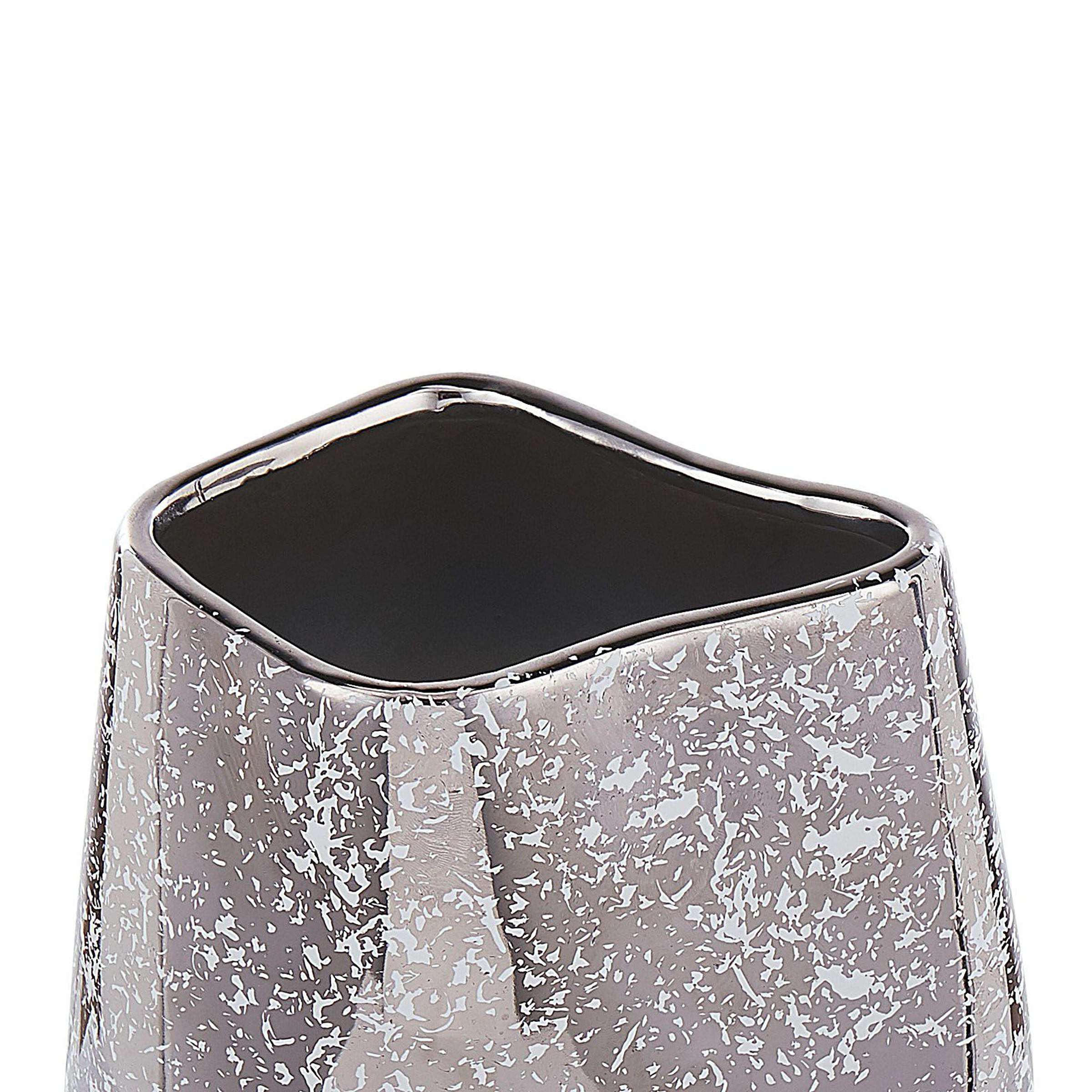 DEKOVASE Steinzeug silber Cirta - Silberfarben, Stein (20cm) - Beliani