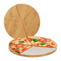 2XPIZZABRETT - Hellbraun, Holz/Papier (33/33/1.5cm) - Relaxdays