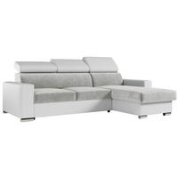 ECKSOFA FOX-L Hellgrau/Weiß - Silberfarben/Hellgrau, Kunststoff/Textil (242/168cm) - MKS