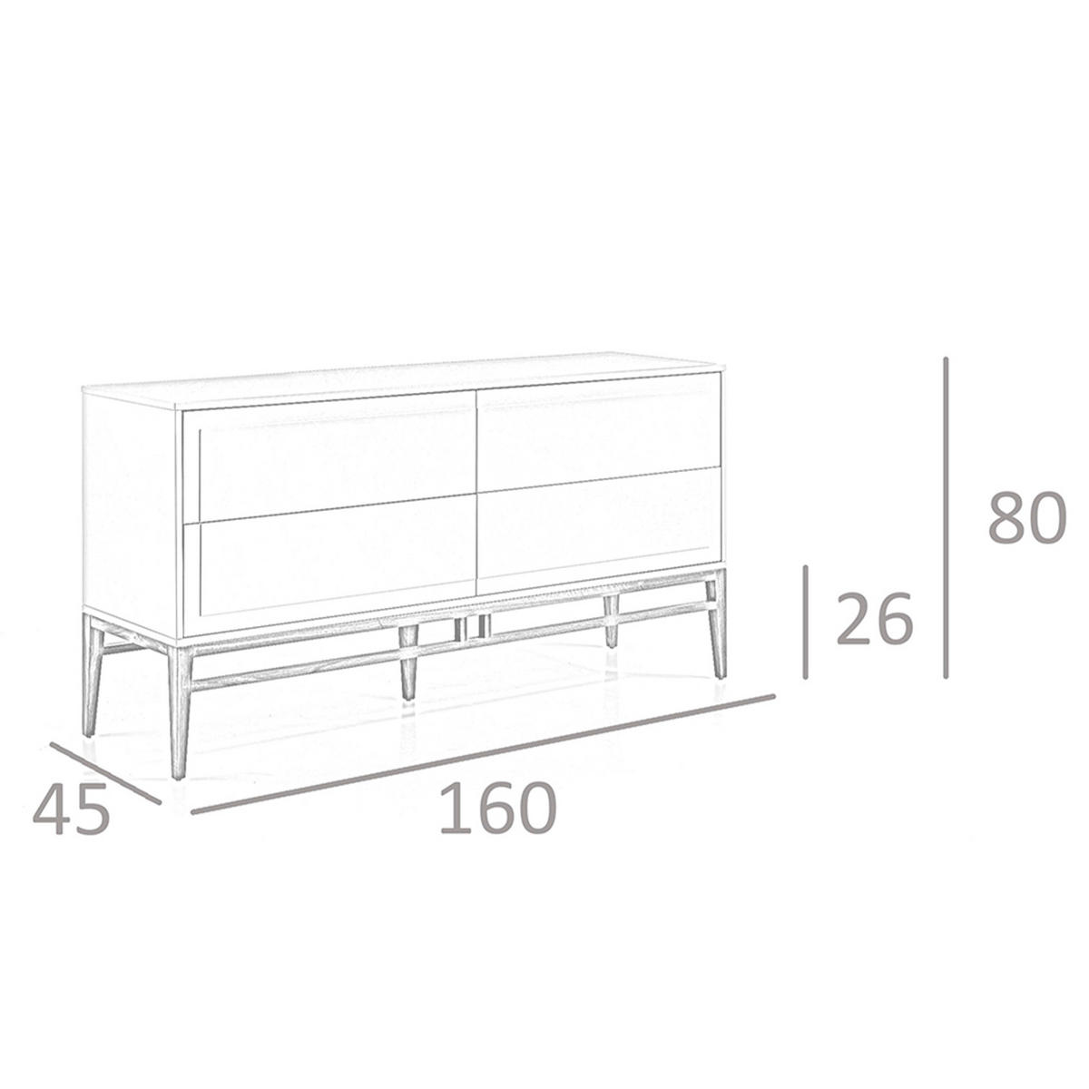 SIDEBOARD Walnuss Grau 160/45/80 cm - Walnussfarben/Grau, Holz (160/80/45cm) - ANGEL CERDA