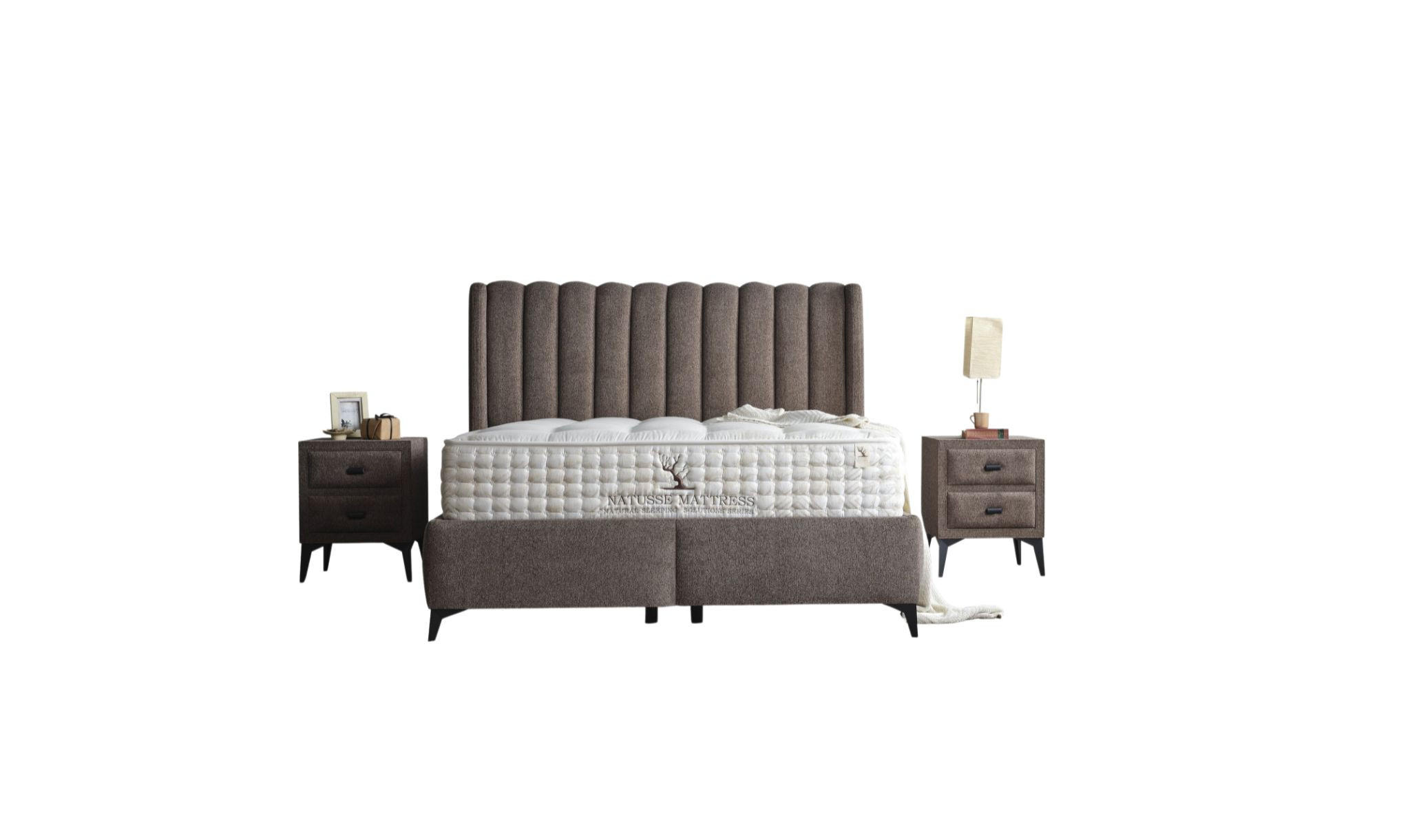 POLSTERBETT-SET Intense 140x200 Braun - Bett inkl. Matratze - Braun, Metall (140/200cm) - Villa Möbel