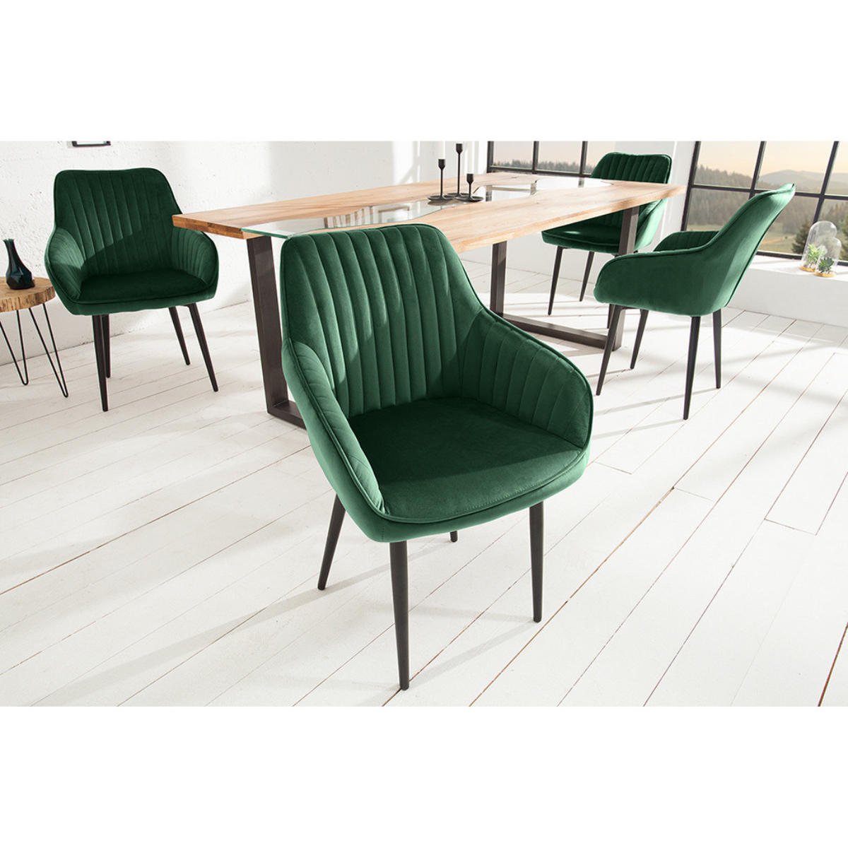 STUHL TURIN Samt Smaragdgrün - Grün, Textil (60/84/61cm) - riess-ambiente