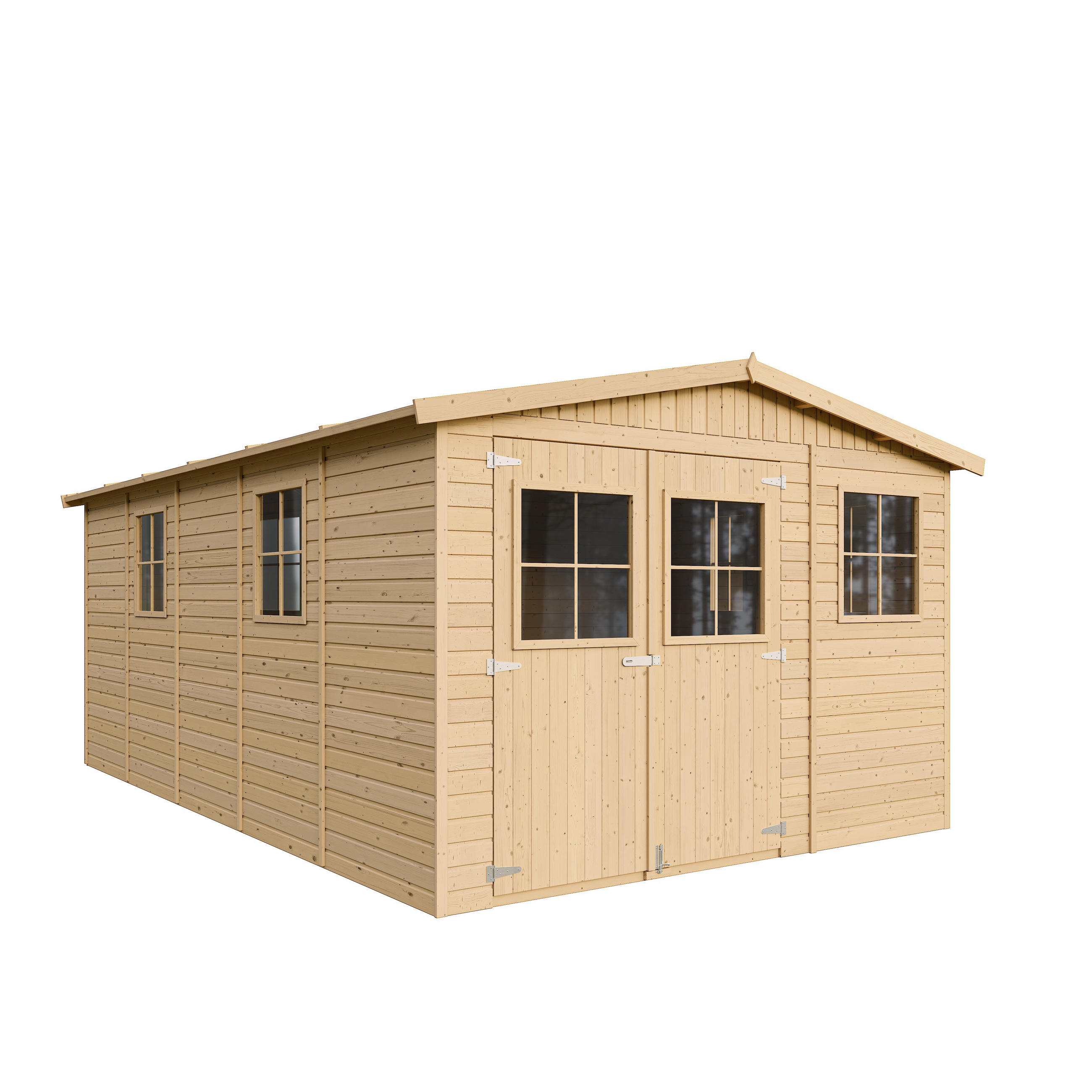 HOLZ-GARTHENHAUS MIT IMPRÄGNIERTEM BODEN - H226x516x324 cm/15 m² - M337+M337G - Beige, Holz (324/232/493cm) - Timbela