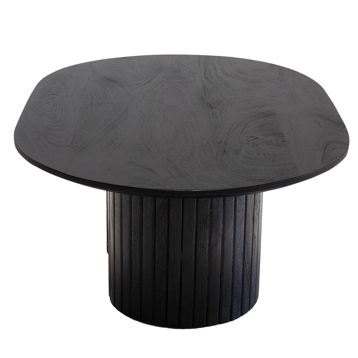 COUCHTISCH Oval 90cm aus Mangoholz, Schwarz - Schwarz, Holz (90/60/35cm) - Giga Meubel