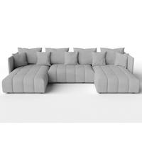 WOHNLANDSCHAFT Veliro U Hellgrau 353/180/83 cm mit Schlaffunktion und Bettkasten - Hellgrau/Schwarz, Kunststoff/Textil (353/83/180cm) - AX Living