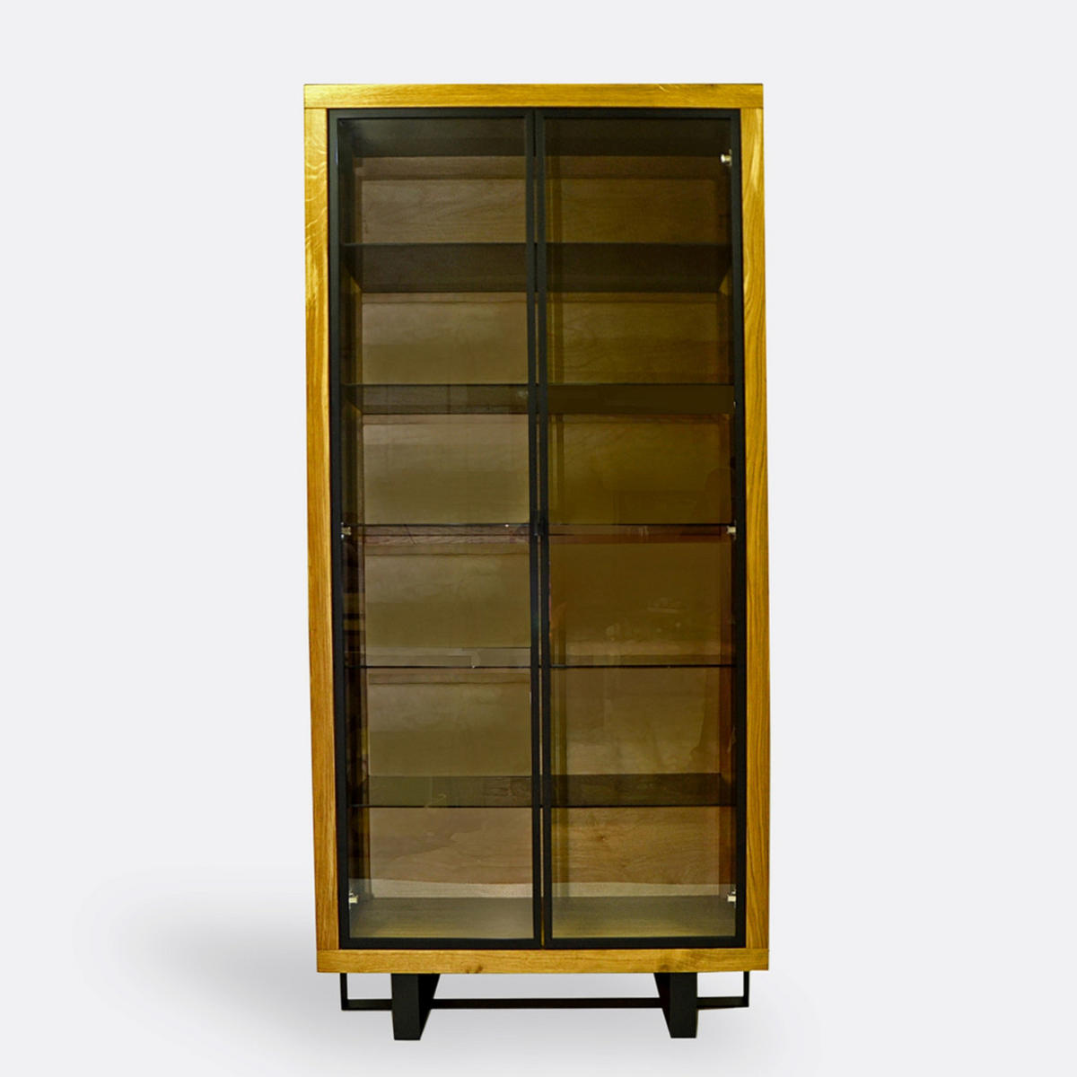 EICHENHOLZVITRINE für Wohnzimmer oder Arbeitsbüro MOCCA II - Eichefarben, Holz (80/180/45cm) - Rawood Furniture