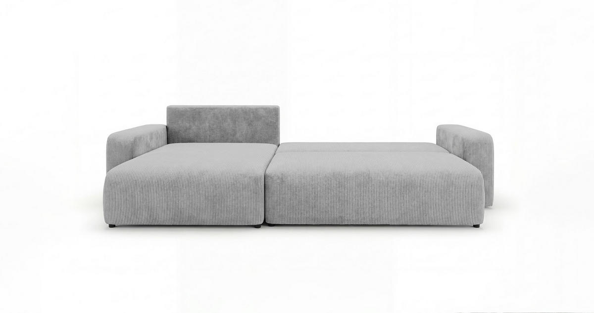 ROHOVÁ pohovka BERLIN levá šedá manšestr Poso 55 - funkce spaní, úložný prostor - šedá, textil (285/185cm) - Cornero