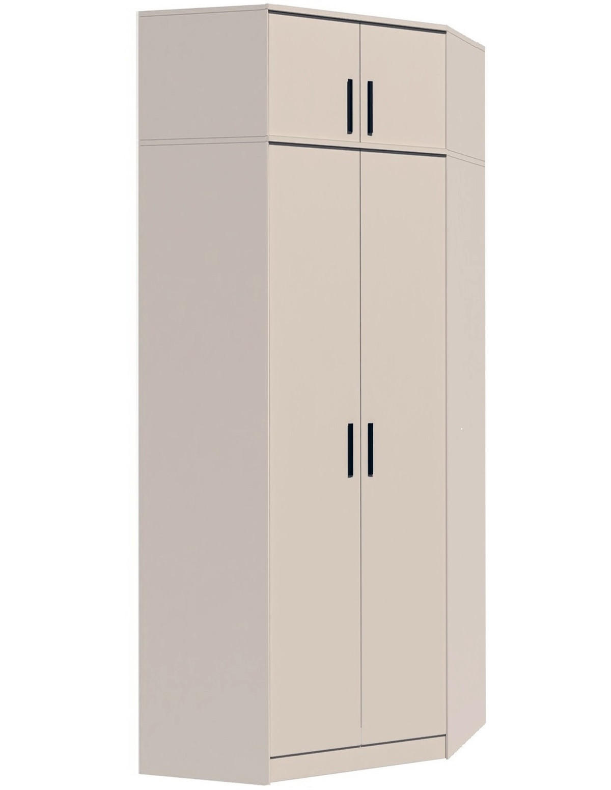 ECKKLEIDERSCHRANK GRANT SET 14/C GRAUBEIGE CASHMERE 143/235/143 - Kaschmir/Schwarz, Holzwerkstoff (143/235/143cm) - Marmex Möbel