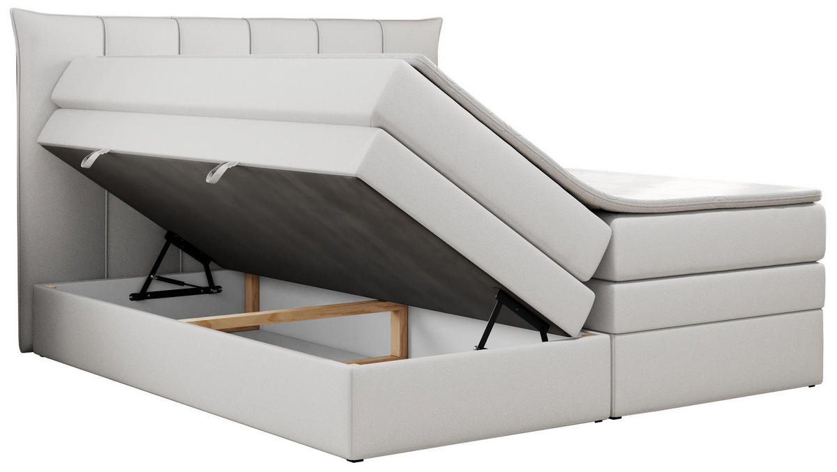 BOXSPRINGBETT PREMIUM 10 KING 200/200 Weiß Kunstleder - H3 - Weiß, Holz/Textil (200/200cm) - MKS