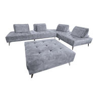 MODULSOFA MIT HOCKER WIOLO Grau Velvet - Silberfarben/Grau, Textil/Metall (350/80/350cm) - KAWOLA