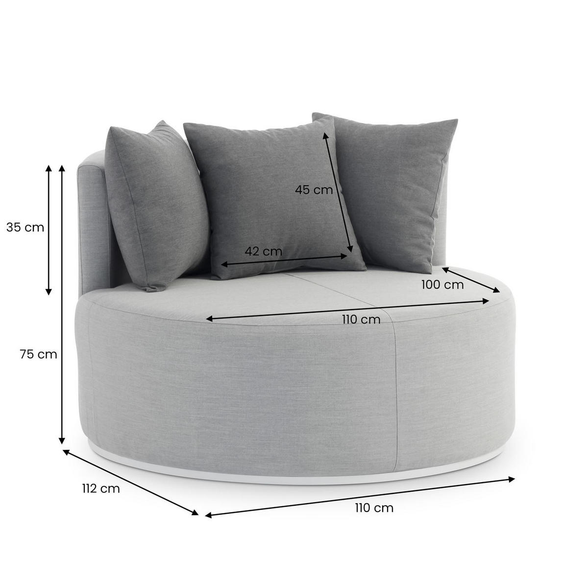 GARTENSOFA AMALFI - Beige, Kunststoff (110/75/112cm) - IDIMEX