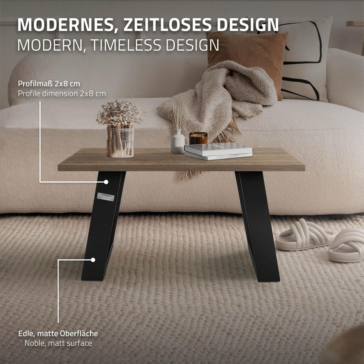 TISCHBEINE 2er Set 80GRAD 40 x 43 cm Schwarz - Dunkelgrau, Metall (40/43/8cm) - ML-DESIGN