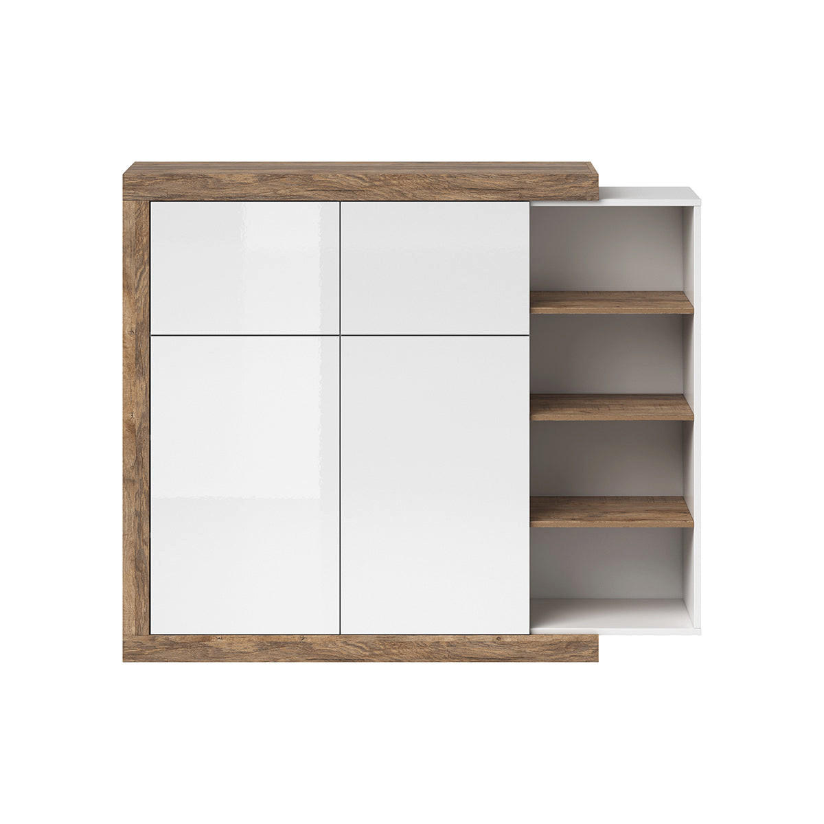 KOMODA Azior Bela in lesena - bela, leseni material (150.7/127.7/40cm) - Petits-meubles
