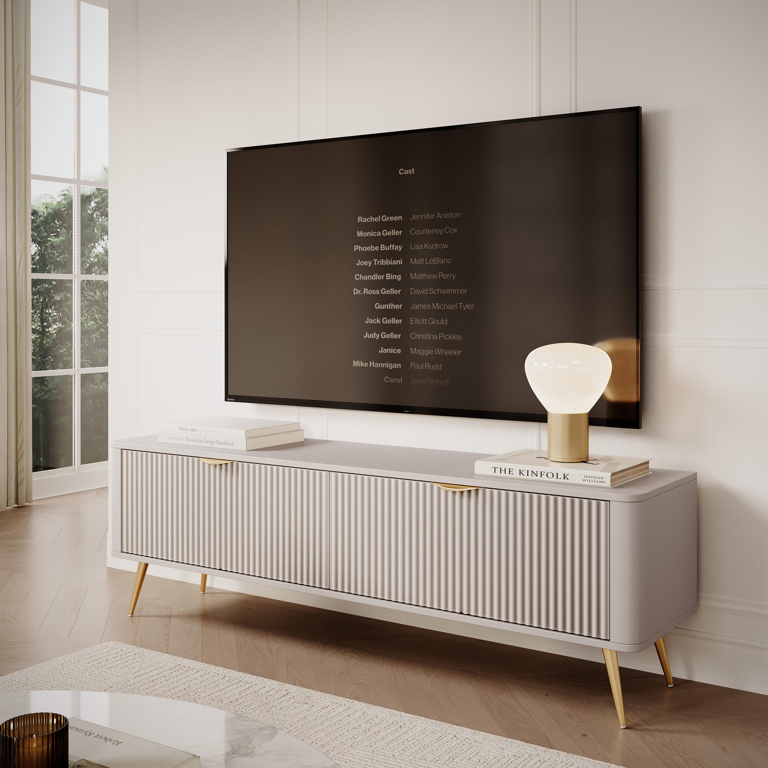 LOWBOARD LANTANA 163,2x38x51,2 cm mit 2 Türen Beige - Beige, Holzwerkstoff (163.2/51.2/38cm) - MASSENO