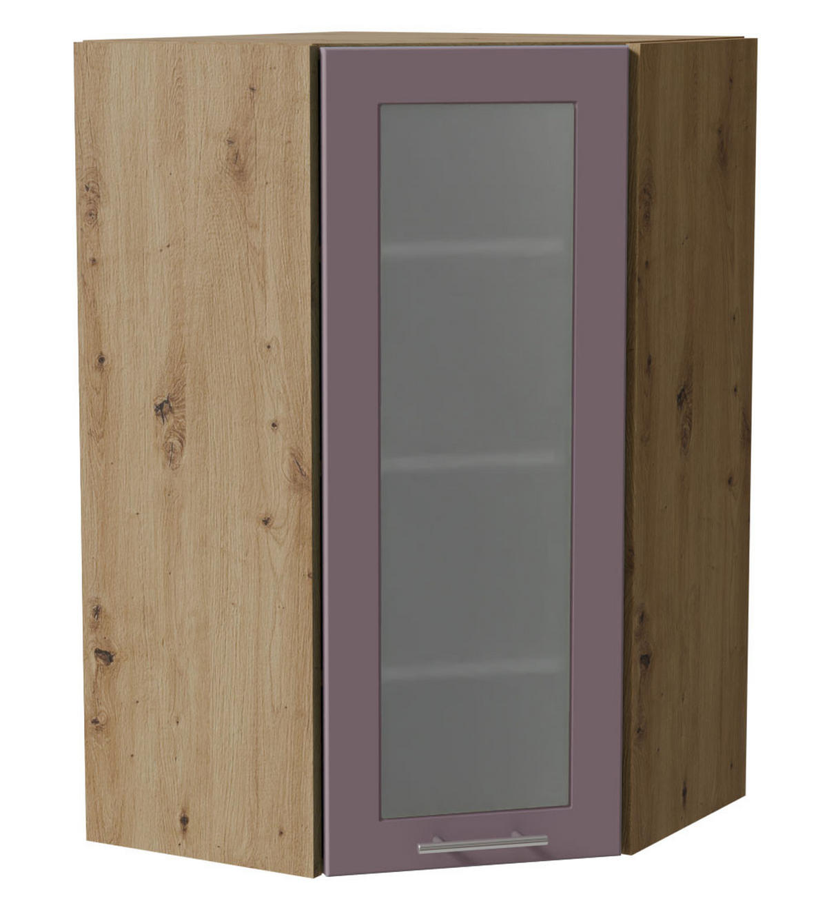 ECKHÄNGESCHRANK Bari W4S/10/60 RAL 4009 pastellviolett (K5) / Eiche Artisan 60 / 60 / 96cm - Violett/Eiche Artisan, Holz/Holzwerkstoff (60/96/60cm) - Feldmann-Wohnen