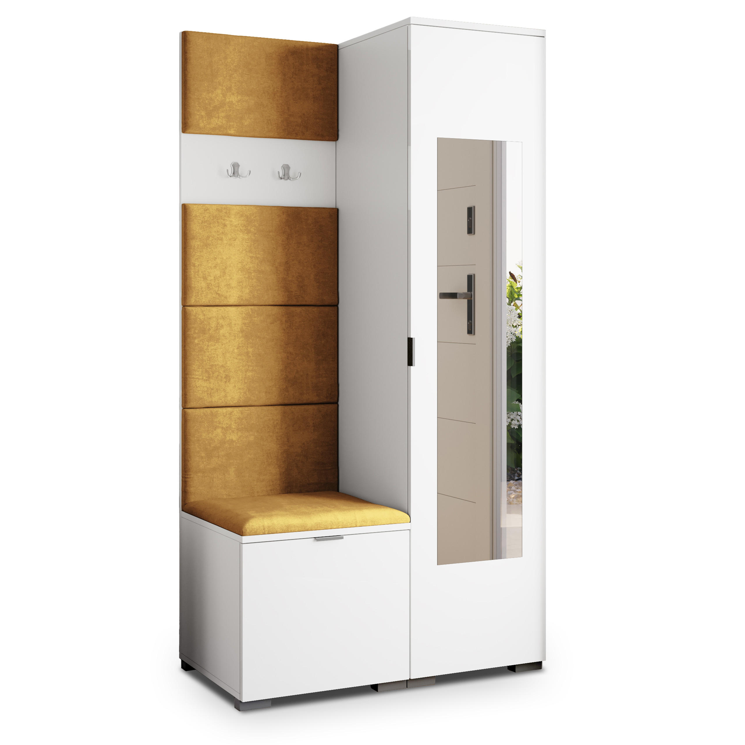 GARDEROBENSCHRANK VIRA 95/181/51 cm Modern Garderobe-Set Weiß - Gelb/Weiß, Holzwerkstoff (95/181/51cm) - MASSENO