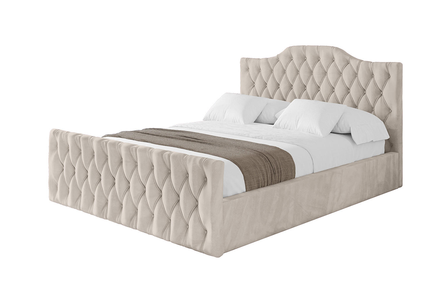 POLSTERBETT mit Bettkasten, Fußteil und Lattenrost, Boxbett mit Matratze H3/H4 - FALIO-Z 180x200 Beige - Beige, Holzwerkstoff/Textil (180/200cm) - ALTDECOR