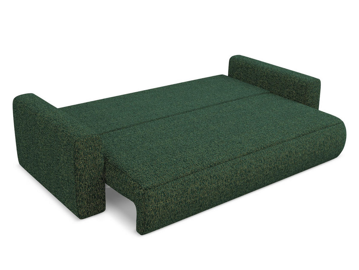 3-SITZER SOFA mit Schlaffunktion Strukturstoff Stoff Grün - Schwarz/Grün, Kunststoff/Textil (238/82/105cm) - Makamii