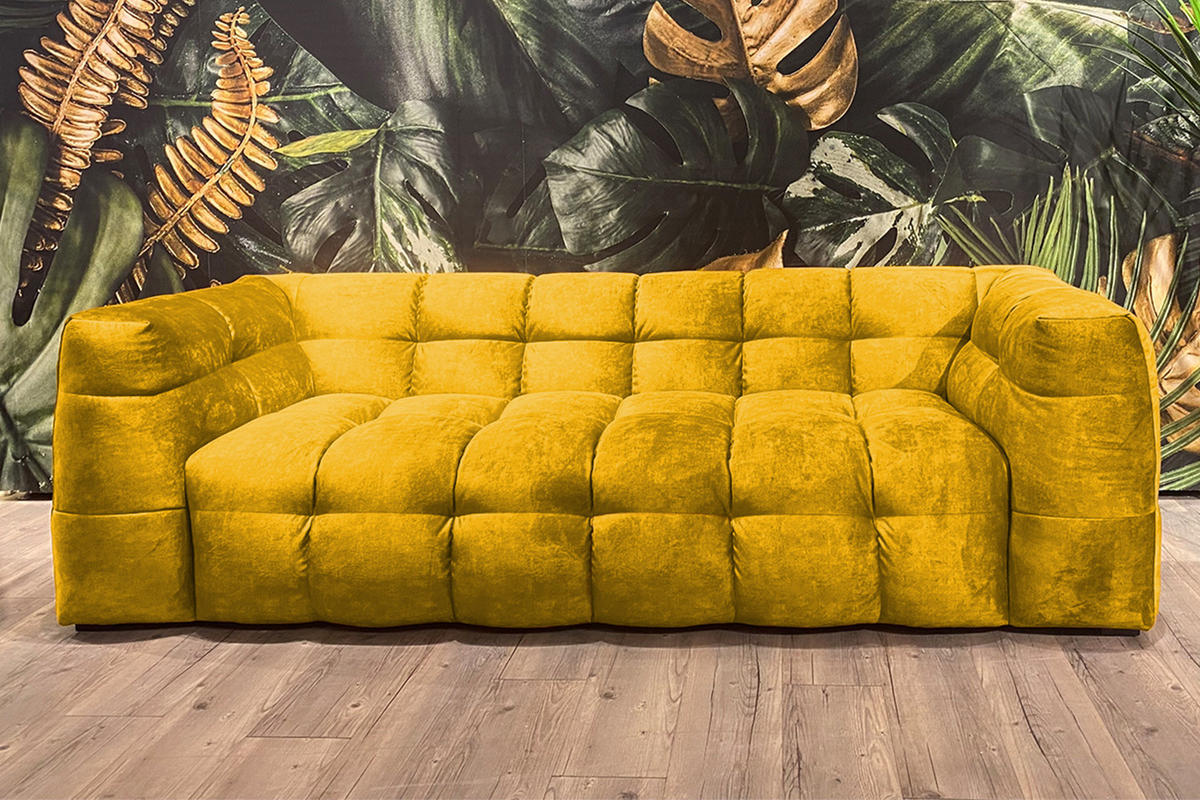 SOFA RIO Gelb Webstoff - Gelb/Schwarz, Textil (282/68/105cm) - KAWOLA