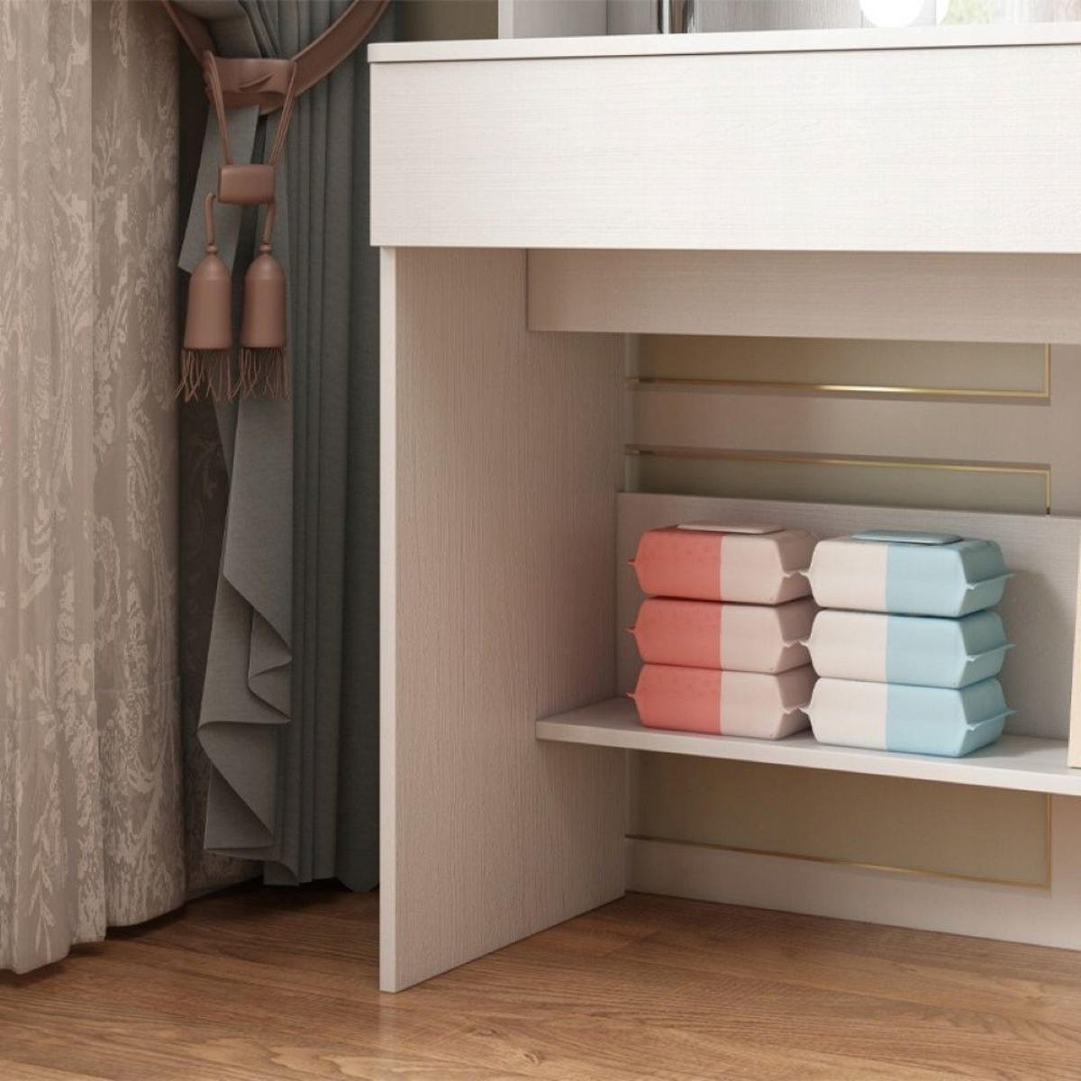 SCHMINKTISCH, weiß 40/41/30 cm - Weiß, Holzwerkstoff (122/13.2/46cm)