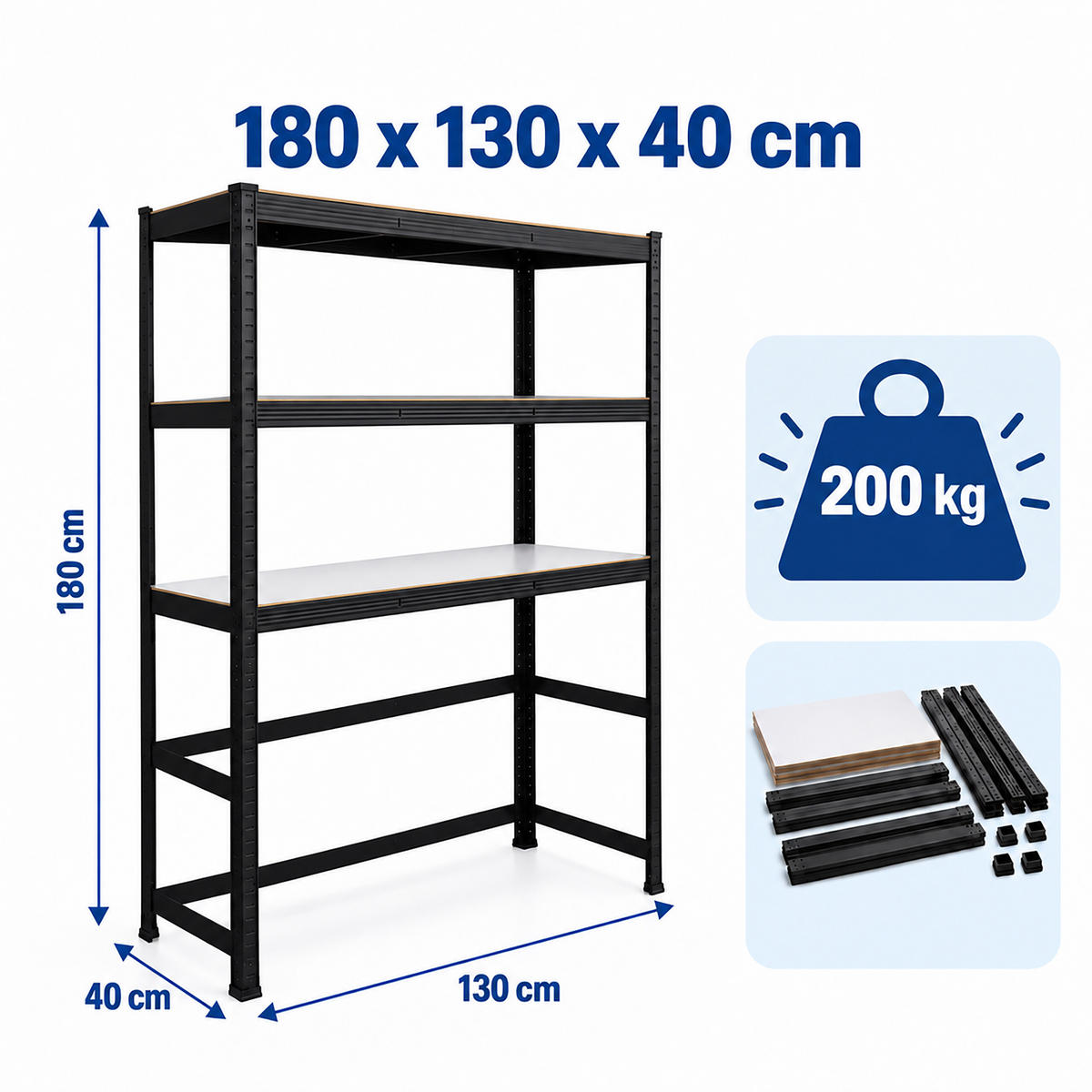 ETAJERĂ Neagră deasupra mașinii de spălat - negru, material plastic/compozit lemnos (130/180/40cm) - Relaxdays