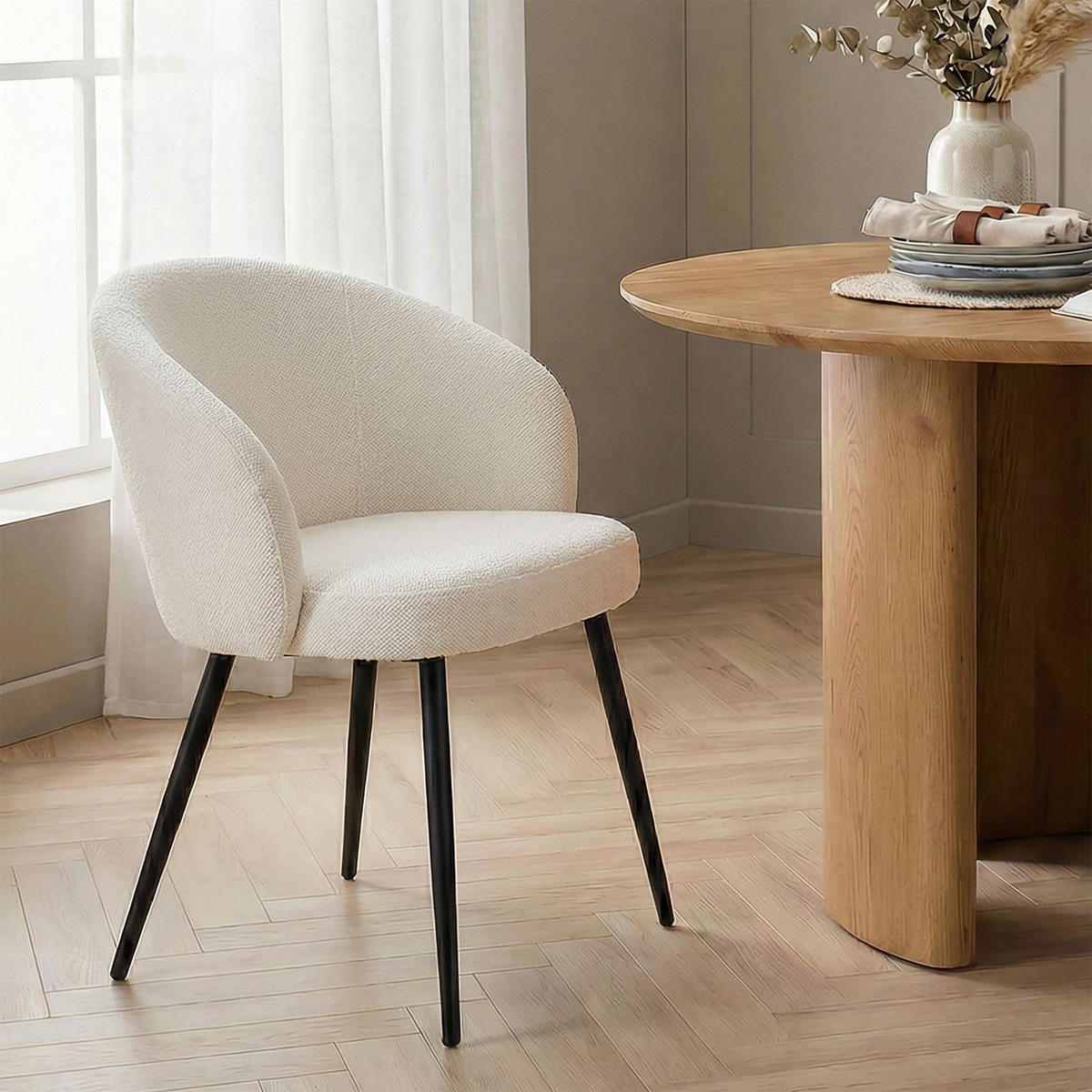 ESSZIMMERSTÜHLE KURSI 2er-Set cremeweiß - Creme, Textil (57/77/60cm) - IDIMEX