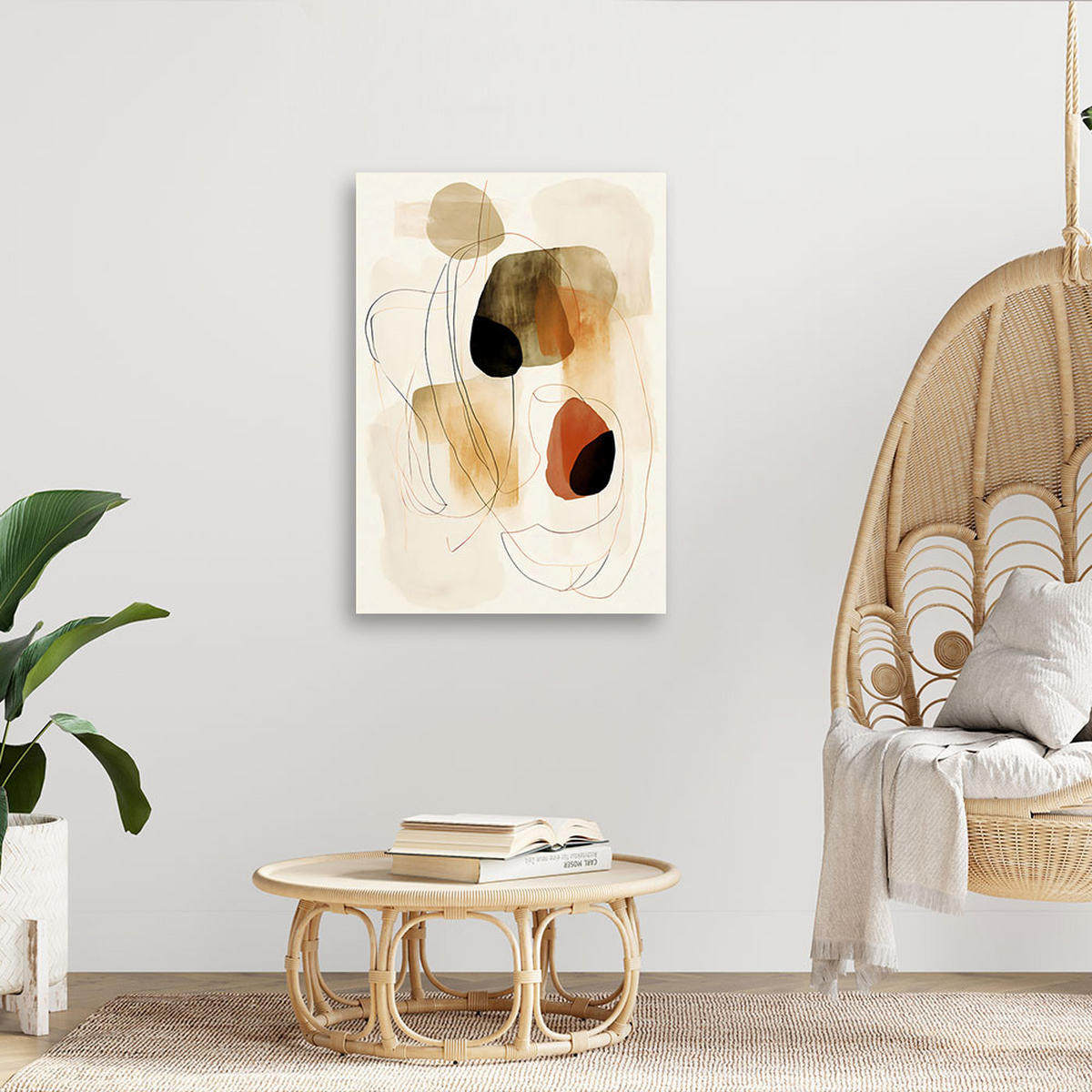 WANDBILD boho abstrakt - Beige, Textil (40/60cm) - Feeby