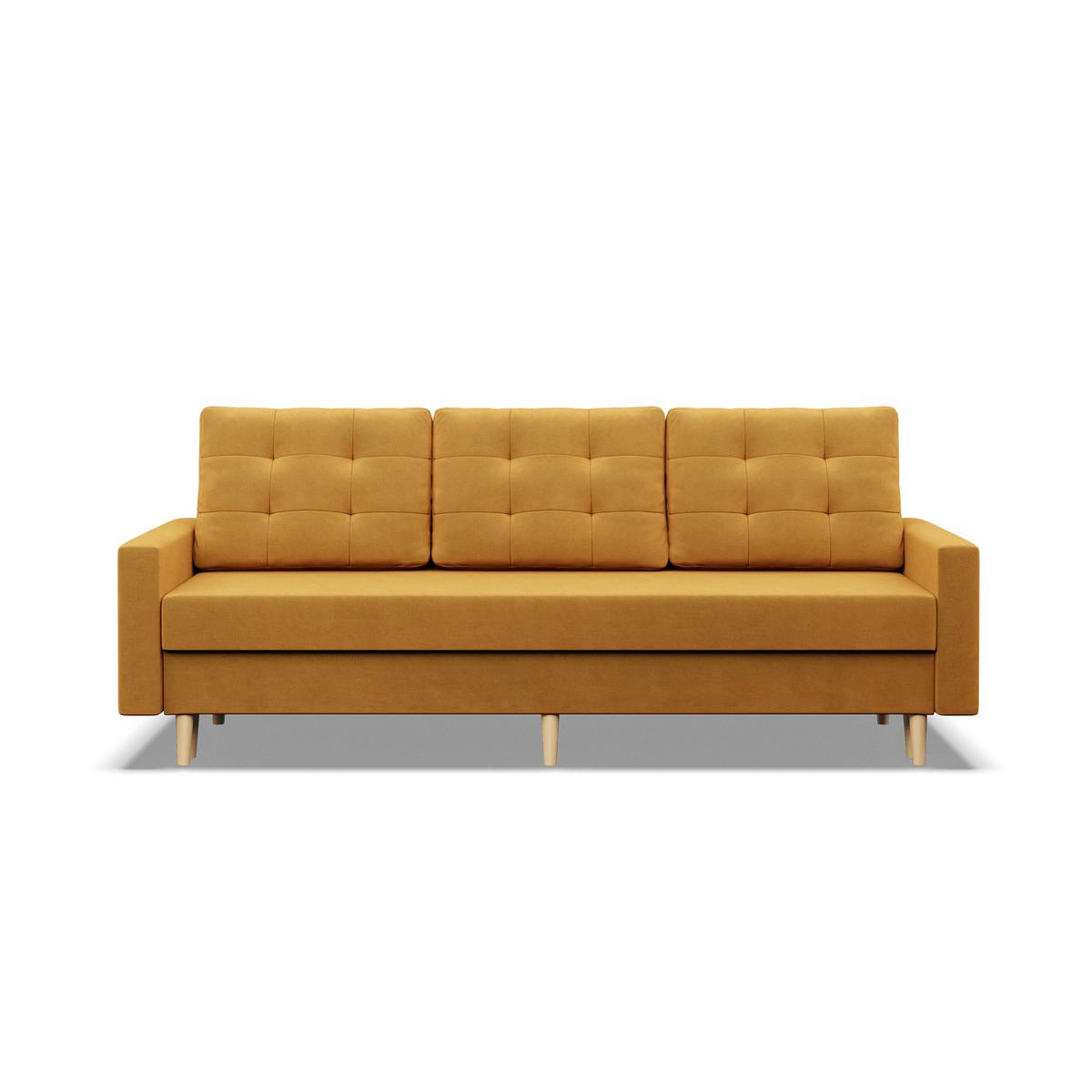SOFA 3-SITZER MIT SCHLAFFUNKTION BLANK, Gelb - Gelb, Textil (212/88/92cm) - Mebligo
