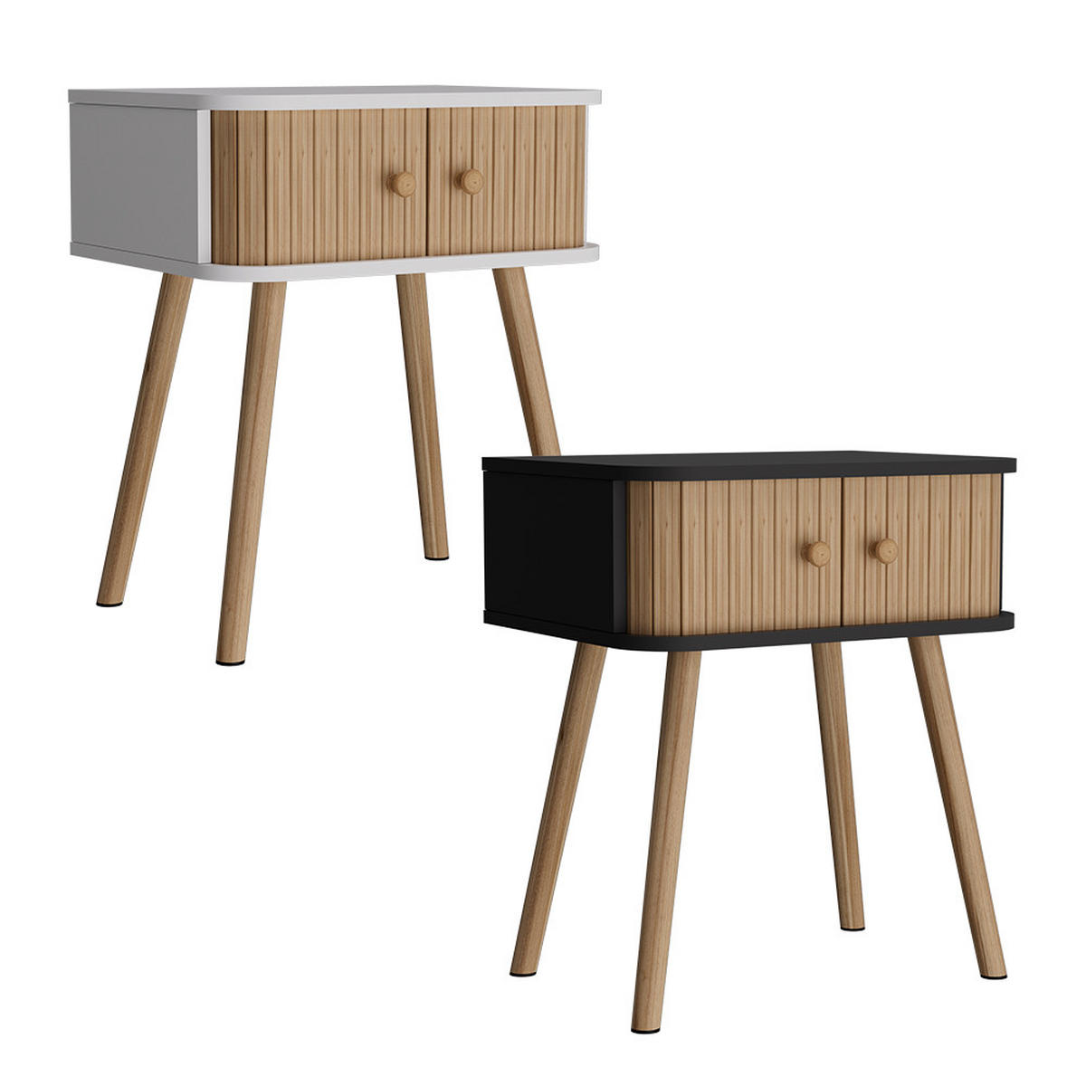 NACHTTISCH Germo Anthrazit/Bambus 40 x 47 cm 2-er Set - Anthrazit/Grün, Holzwerkstoff (40/47/30cm) - Vicco