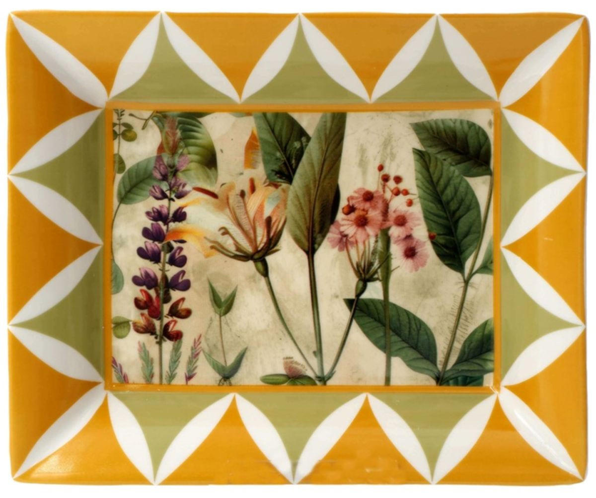 SCHALE/ Porzellanplatte rechteckig MIRABILIA 16 x 20 cm gelb - Orange, Keramik (16/2.5/20cm) - Rose & Tulipani