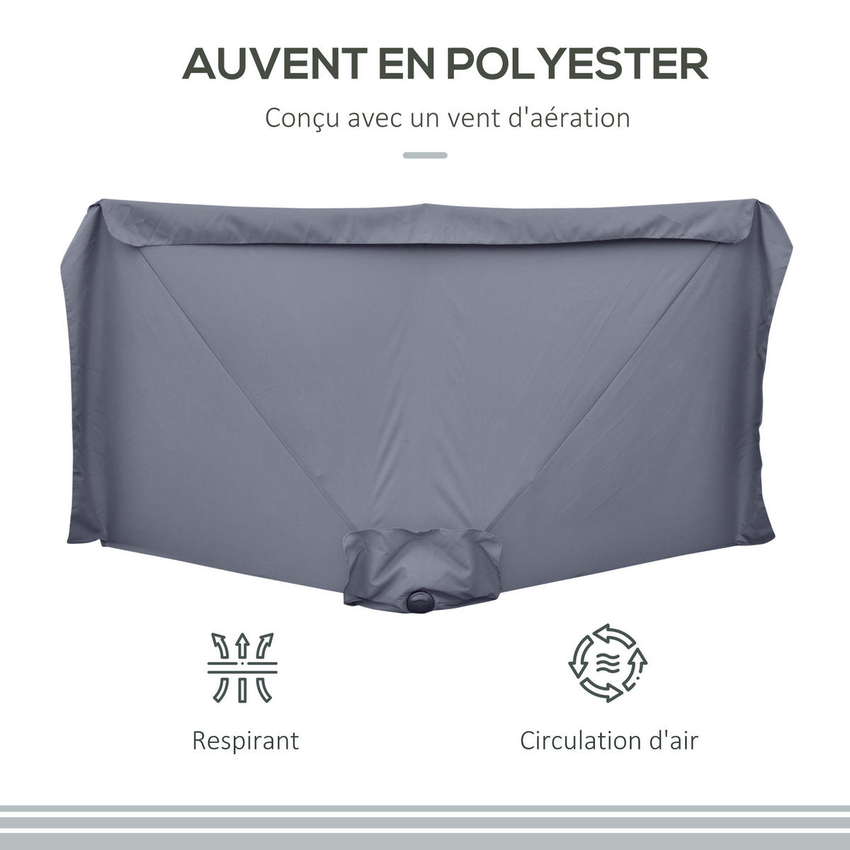 SONNENSCHIRM DE-11364 für Balkon, mit Kurbel, 5 Streben Grau - Grau, Metall (130/230cm) - ComfortXL