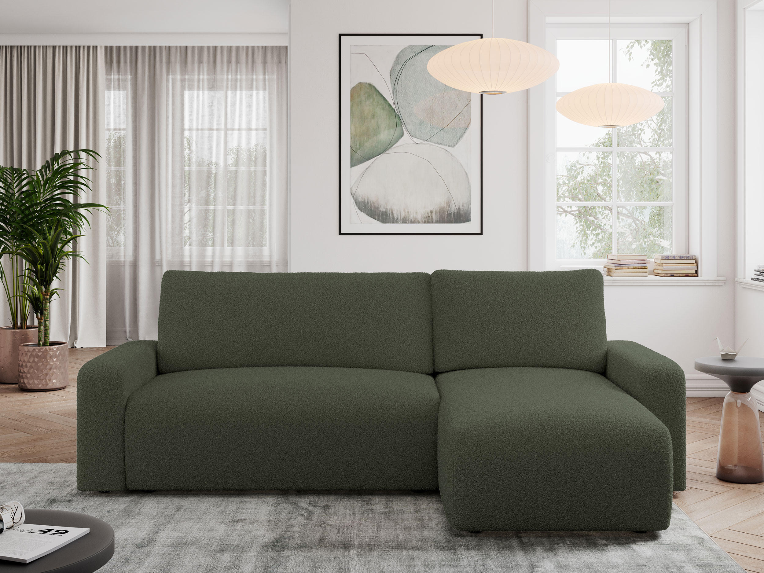 ECKSOFA ARGOS Grün Boucle - Schwarz/Grün, Kunststoff/Textil (245/150cm) - MKS