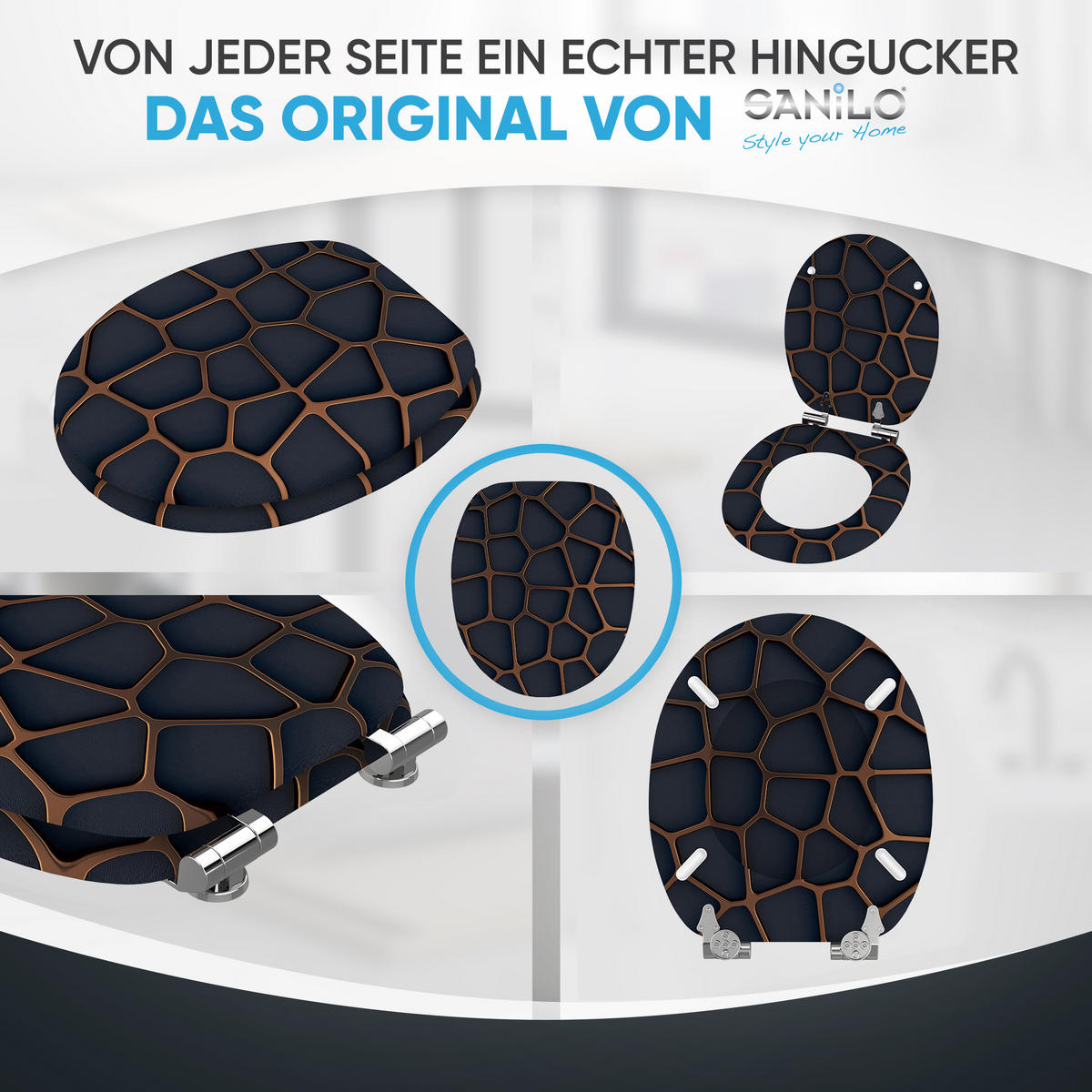 WC Sitz mit Absenkautomatik Mesh - Schwarz, Holzwerkstoff (38/6/47cm) - Sanilo