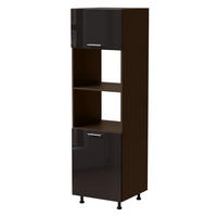 BACKOFENUMBAUSCHRANK Essen D14/RU/60/207 Schwarz Hochglanz / Lava Matt 60 / 59 / 207cm - Schwarz Hochglanz/Dunkelgrau, Holz/Holzwerkstoff (60/207/59cm) - Feldmann-Wohnen