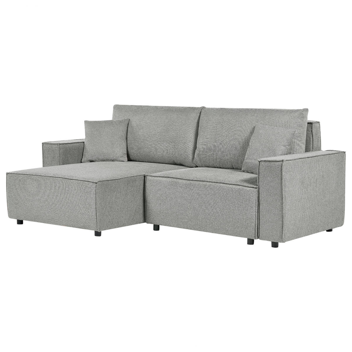 3-SITZER-ECKSOFA grau linksseitig mit Schlaffunktion Stauraum Karila - Grau, Textil (250/150cm) - Beliani