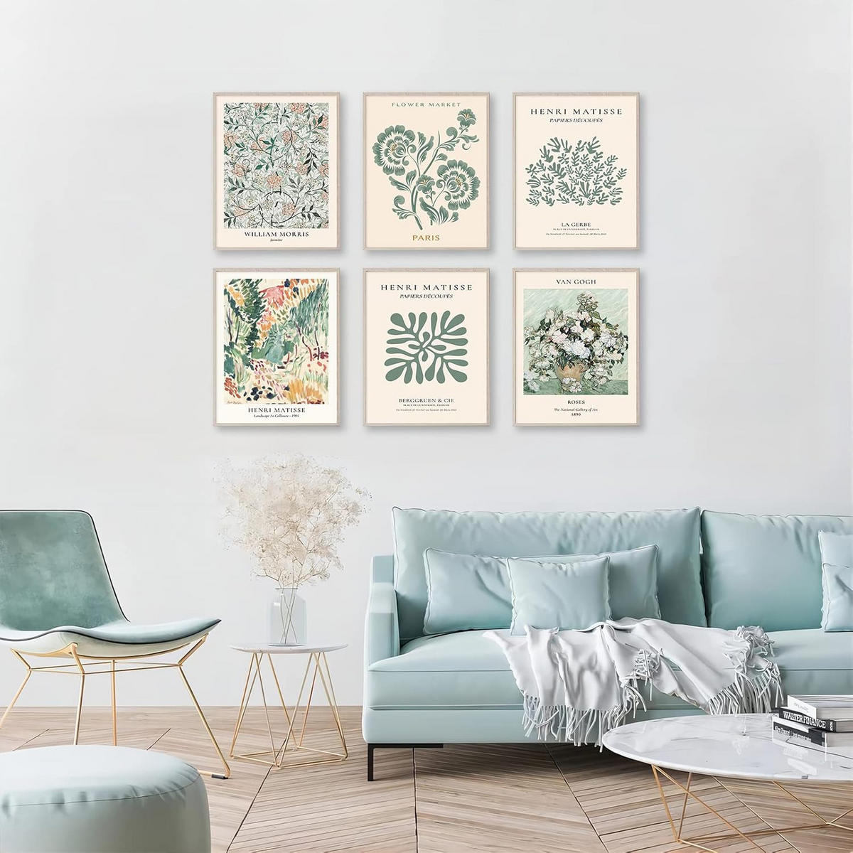 WANDDEKO Malerkern Salbeigrün 20x25cm Leinwand 6er Set，rahmenlos - Olivgrün, Textil (25/1cm) - Authentics