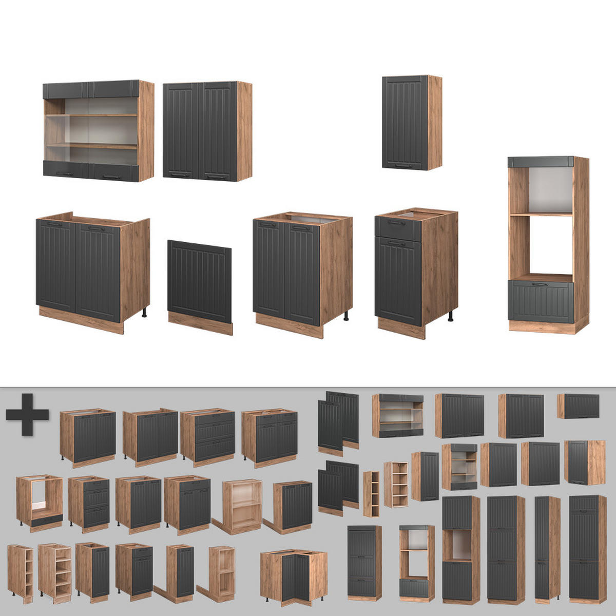 KUCHYŇSKÝ KOUT Fame-Line Tmavě šedá - medově dubová/tmavě šedá, kompozitní dřevo (300/81.6/60cm) - Vicco