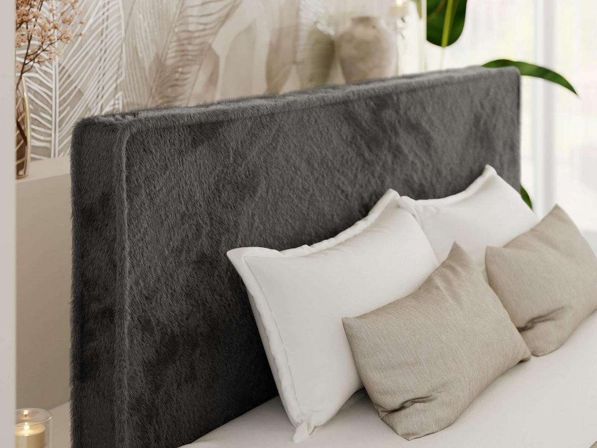ČALÚNENÁ POSTEĽ LUMARO CLASSIC 140/200 - Tmavosivá Plyš - Matrac Multipocket - jadrový buk/tmavosivá, drevo/textil (140/200cm) - MKS