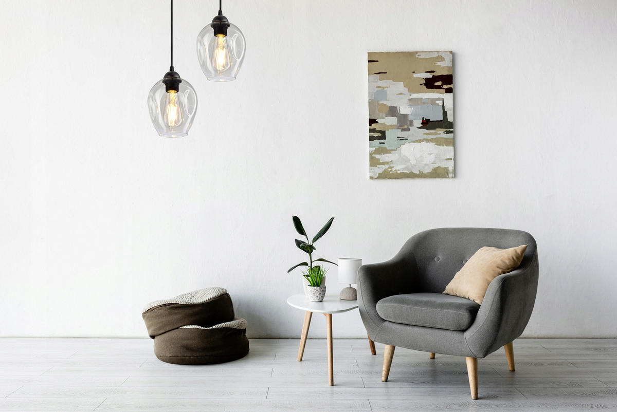 PENDELLEUCHTE Hegel - Transparent/Schwarz, Glas/Metall (15/15/80cm) - kiki design