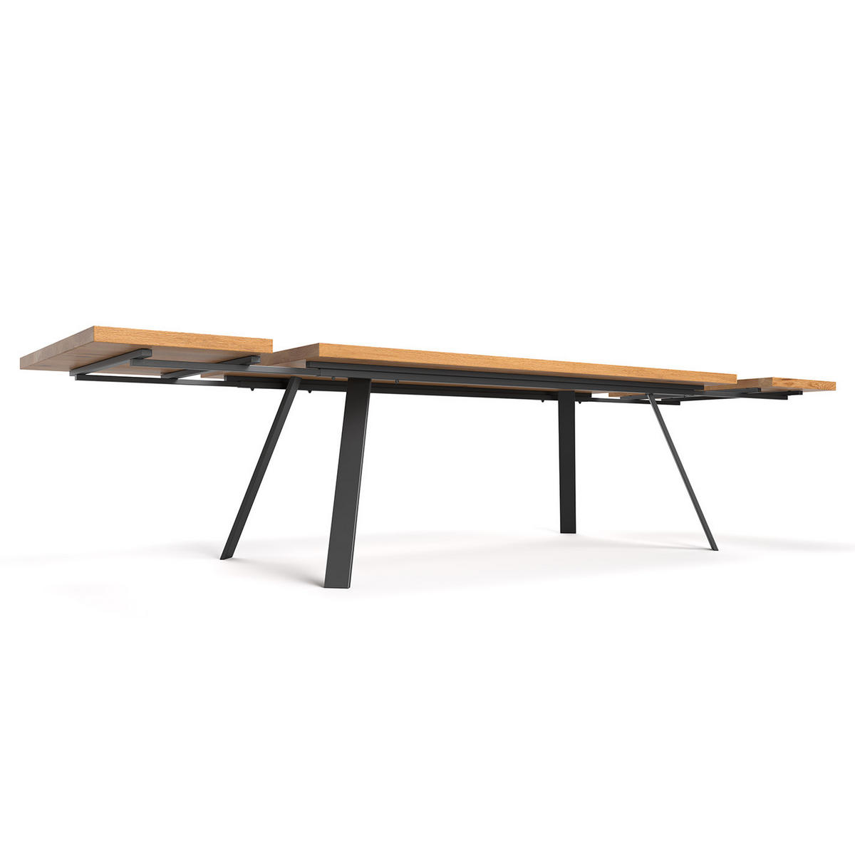 TISCH Ausziehbar Lige aus massivem Eichenholz 160x100 cm + Tischverlängerungen 2x50 cm - Eichefarben/Schwarz, Holz/Metall (160/100/75cm) - Danzz