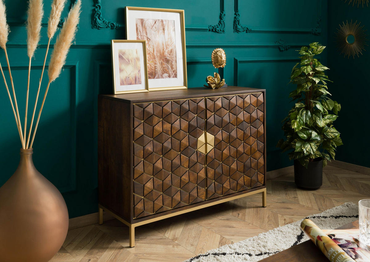 SIDEBOARD Mango 98x40x77 braun geölt DIAMOND #208 - Braun, Holz (98/77/40cm) - Massivmoebel24