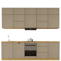 KÜCHENZEILE 300 cm - Langen KL13-M300 - in Beige / Matt - Beige, Holz (300/212/52cm)