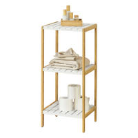 BADEZIMMERREGAL Balsfjord - Naturfarben/Weiß, Holz (33/80/34cm) - [en.casa]