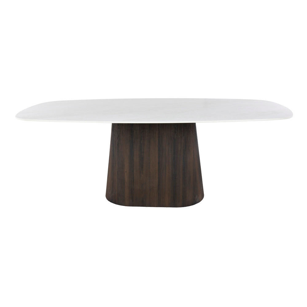 ESSTISCH CERAMO CENTO Dänisch ovaler Premium-Tisch mit 3D-Keramikplatte & Rillen-Säule 215 cm - Dunkelblau, Keramik (105/215/77cm) - alesvelt