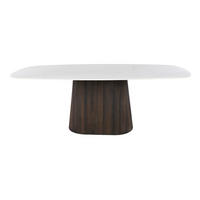 ESSTISCH CERAMO CENTO Dänisch ovaler Premium-Tisch mit 3D-Keramikplatte & Rillen-Säule 215 cm - Dunkelblau, Keramik (105/215/77cm) - alesvelt