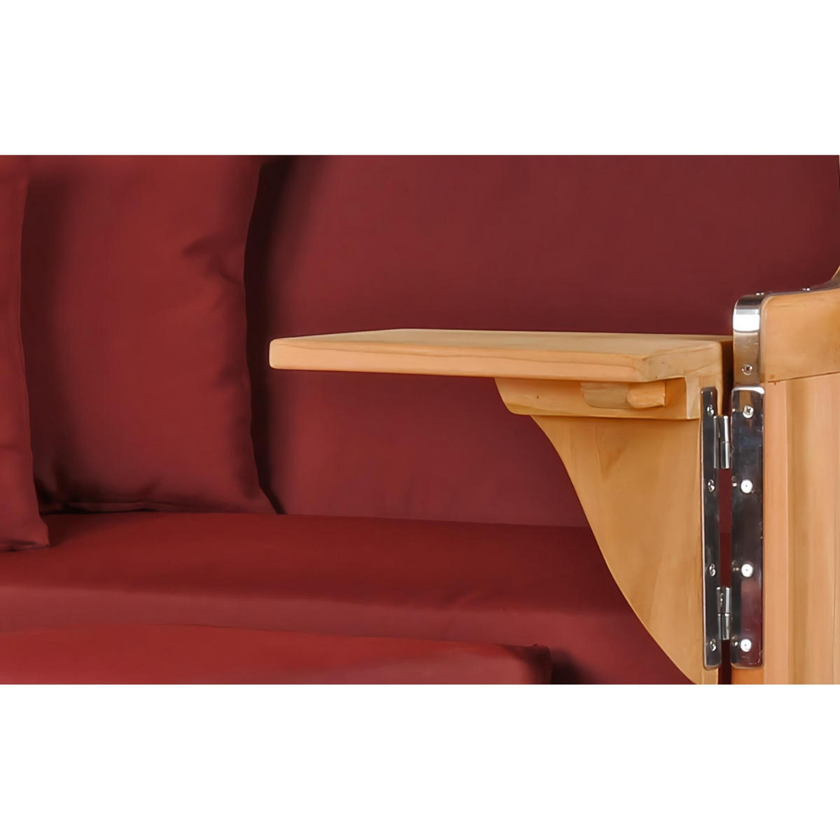 STRANDKORB Düne 2-Sitzer Teak Shell - Rot/Braun, Holz/Metall (125/170/80cm) - Mr. Deko