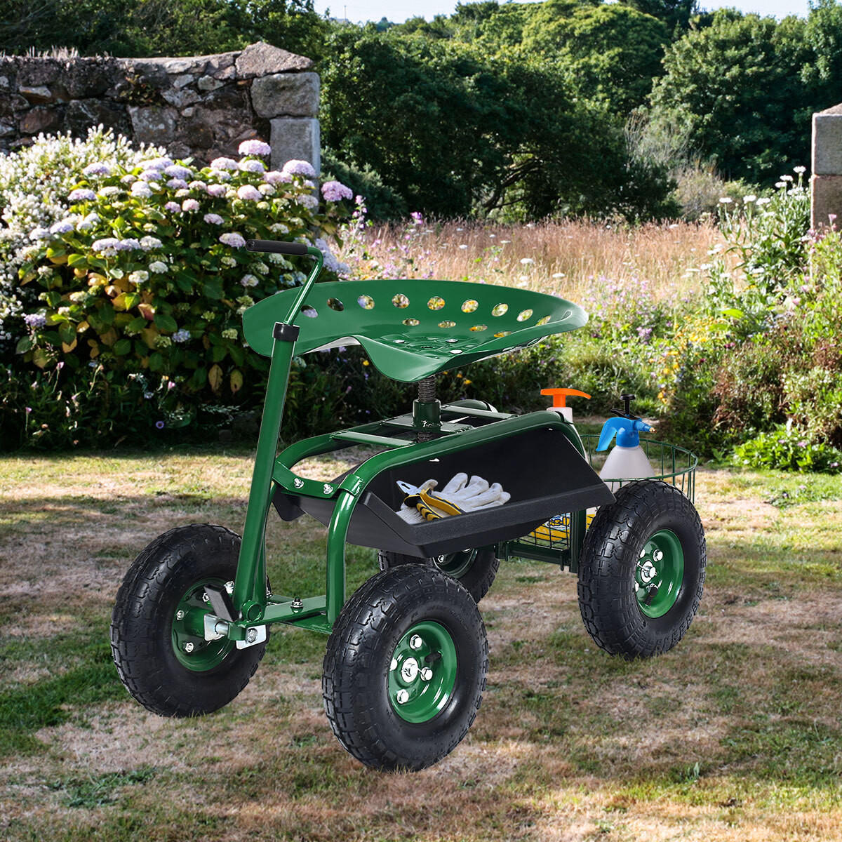 GARTENWAGEN Grün - Grün, Metall (47.5/47/96.5cm) - COSTWAY