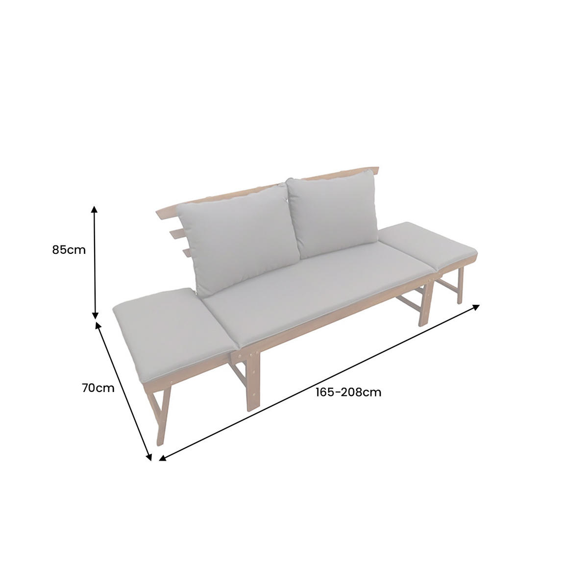 SITZBANK MODULAR Akazie Natur 210 cm - Braun/Grau, Holz (165/85/70cm) - riess-ambiente
