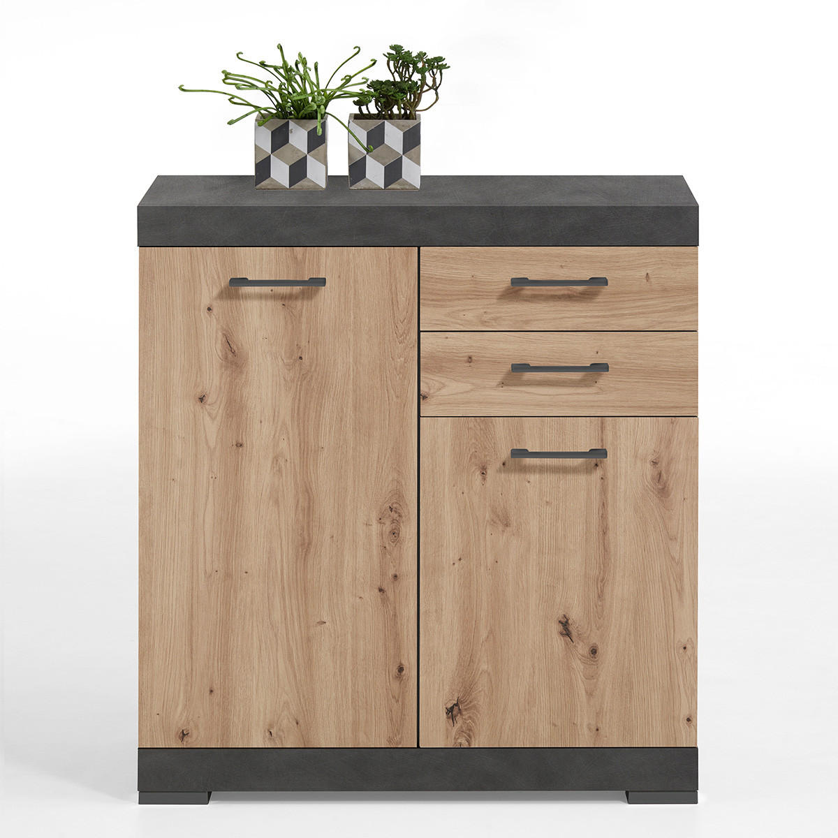 SIDEBOARD mit 2 Türen und 2 Schubladen L80cm - Bristol - Eiche Artisan, Holzwerkstoff (34.9/89.9/80cm) - Calicosy